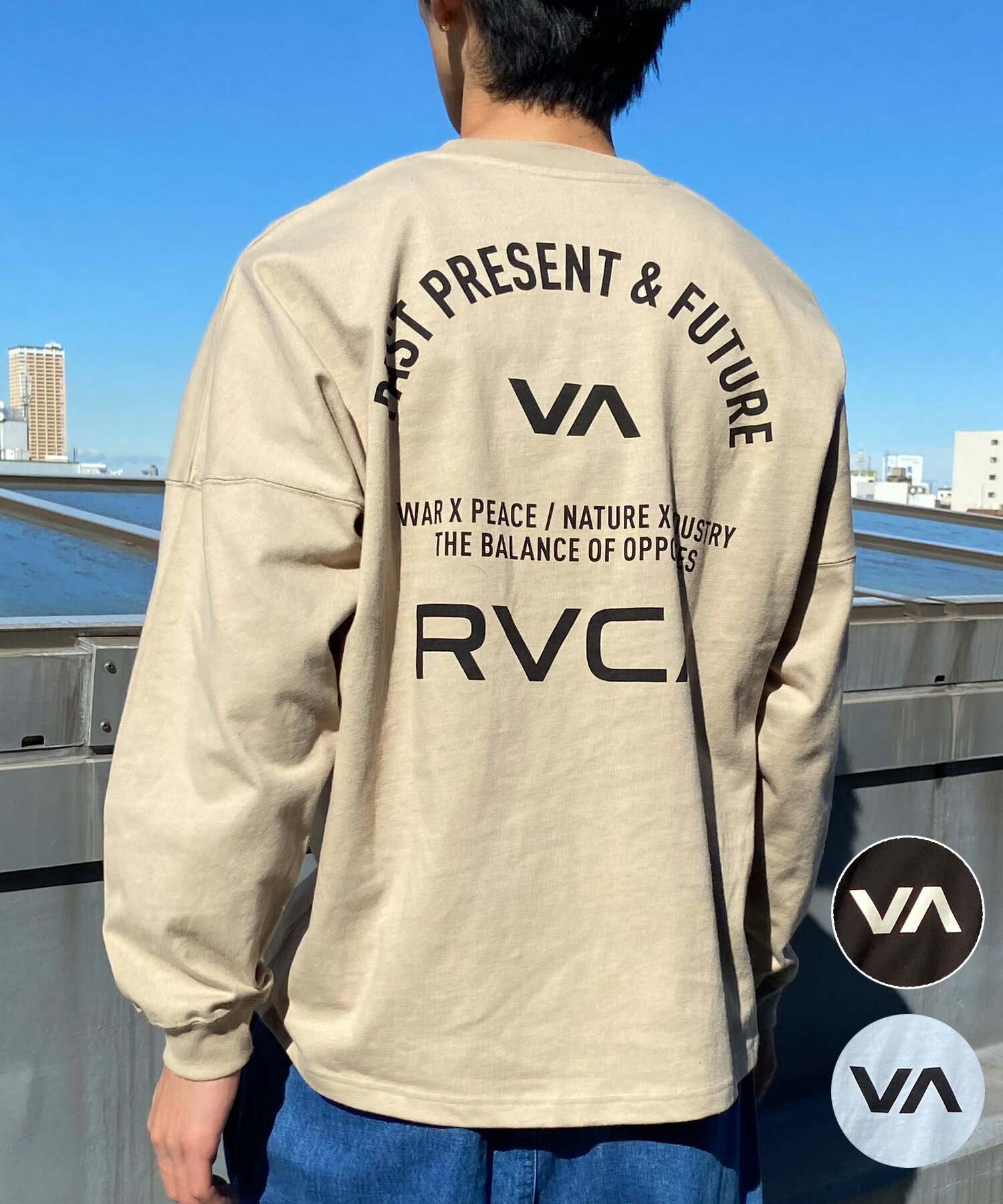 RVCA ルーカ メンズ 長袖 Tシャツ ロンT バックプリント スリーブロゴ ヘビーウェイト ワイドフィット BE041-056