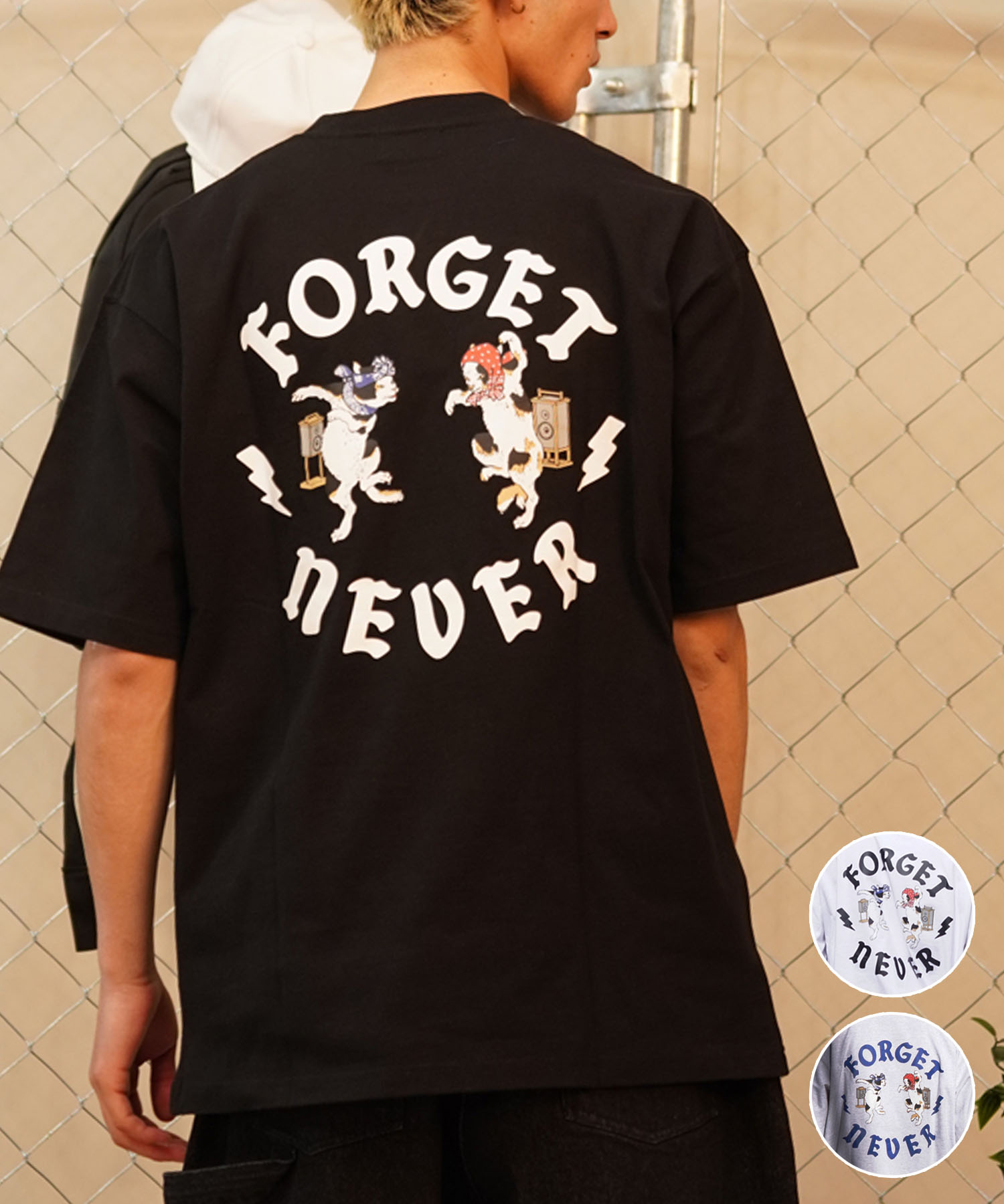 FORGET NEVER フォーゲットネバー メンズ 半袖Tシャツ バックプリント オーバーサイズ 242OO1ST203FN ムラサキスポーツ限定