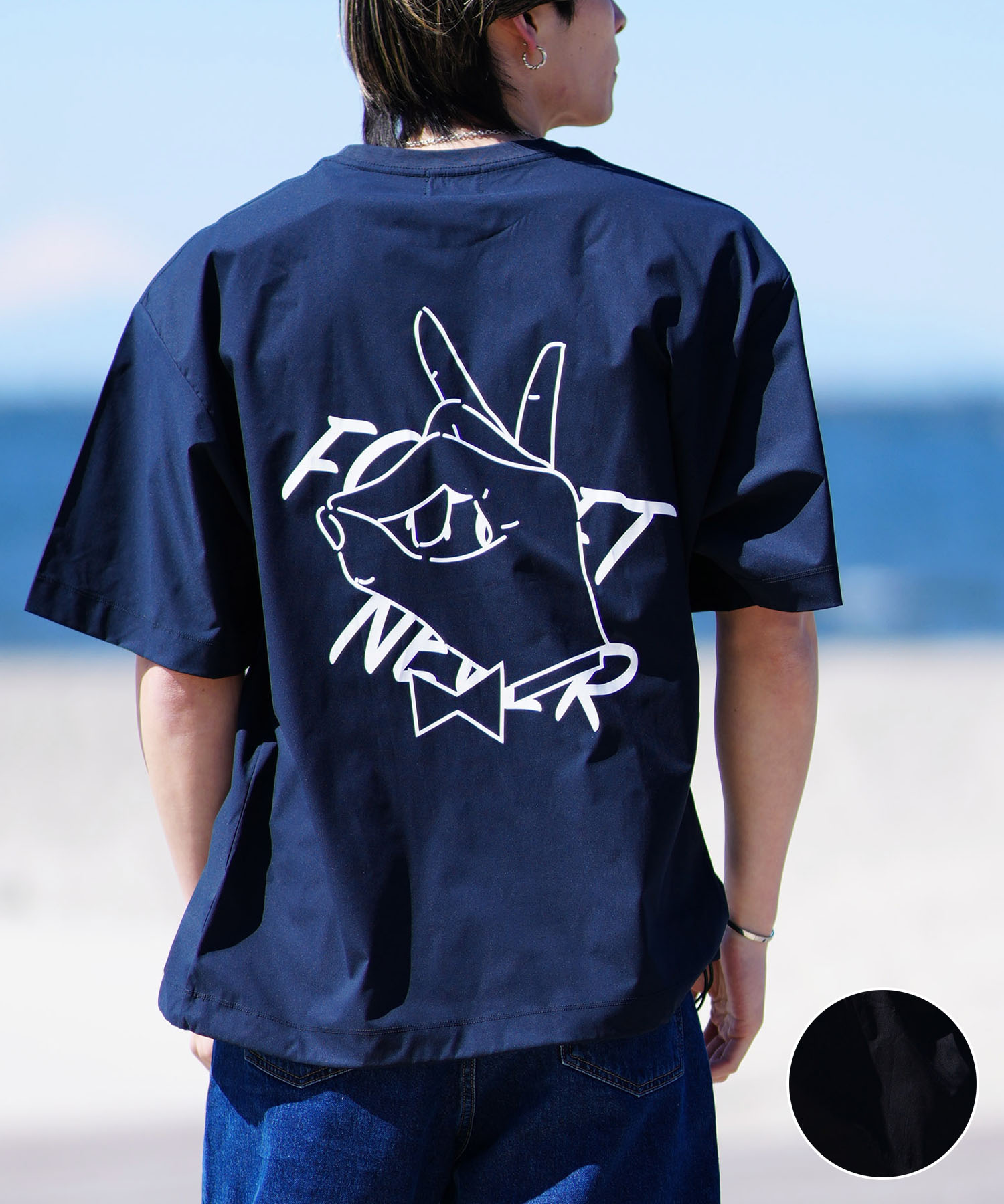 FORGET NEVER フォーゲットネバー メンズ 半袖Tシャツ バックプリント オーバーサイズ 242OO1ST245FN ムラサキスポーツ限定