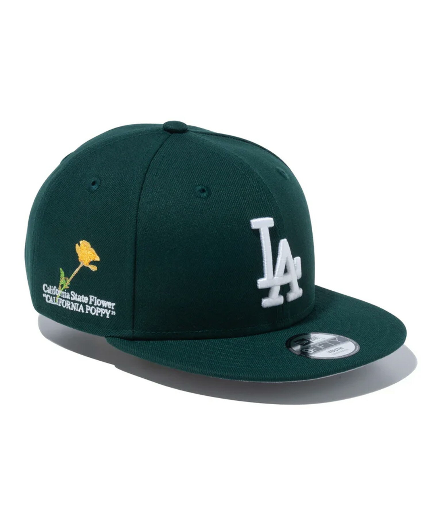 NEW ERA ニューエラ Youth 9FIFTY MLB State Flowers ロサンゼルス・ドジャース ダークグリーン キッズ キャップ 帽子 14111893 1