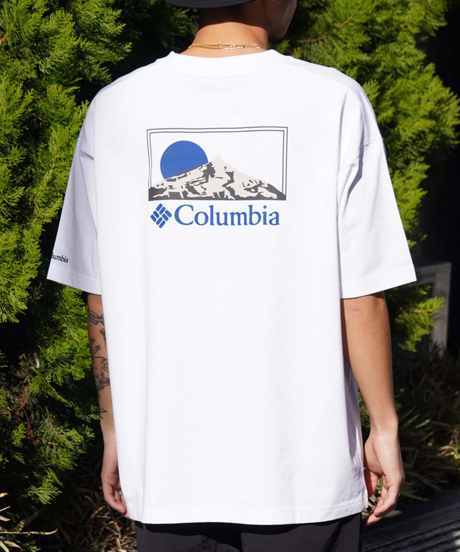 コロンビア Tシャツ メンズ 【ムラサキスポーツ限定】columbia コロンビア メンズ オーバーサイズ Tシャツ 半袖 UVケア バックプリント PM0941