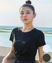 Hurley ハーレー ラッシュガード レディース 半袖 Tシャツ フィットネス クロップド丈 ショート丈 スポブラ カップ付 水着 水陸両用 UVカット WS...