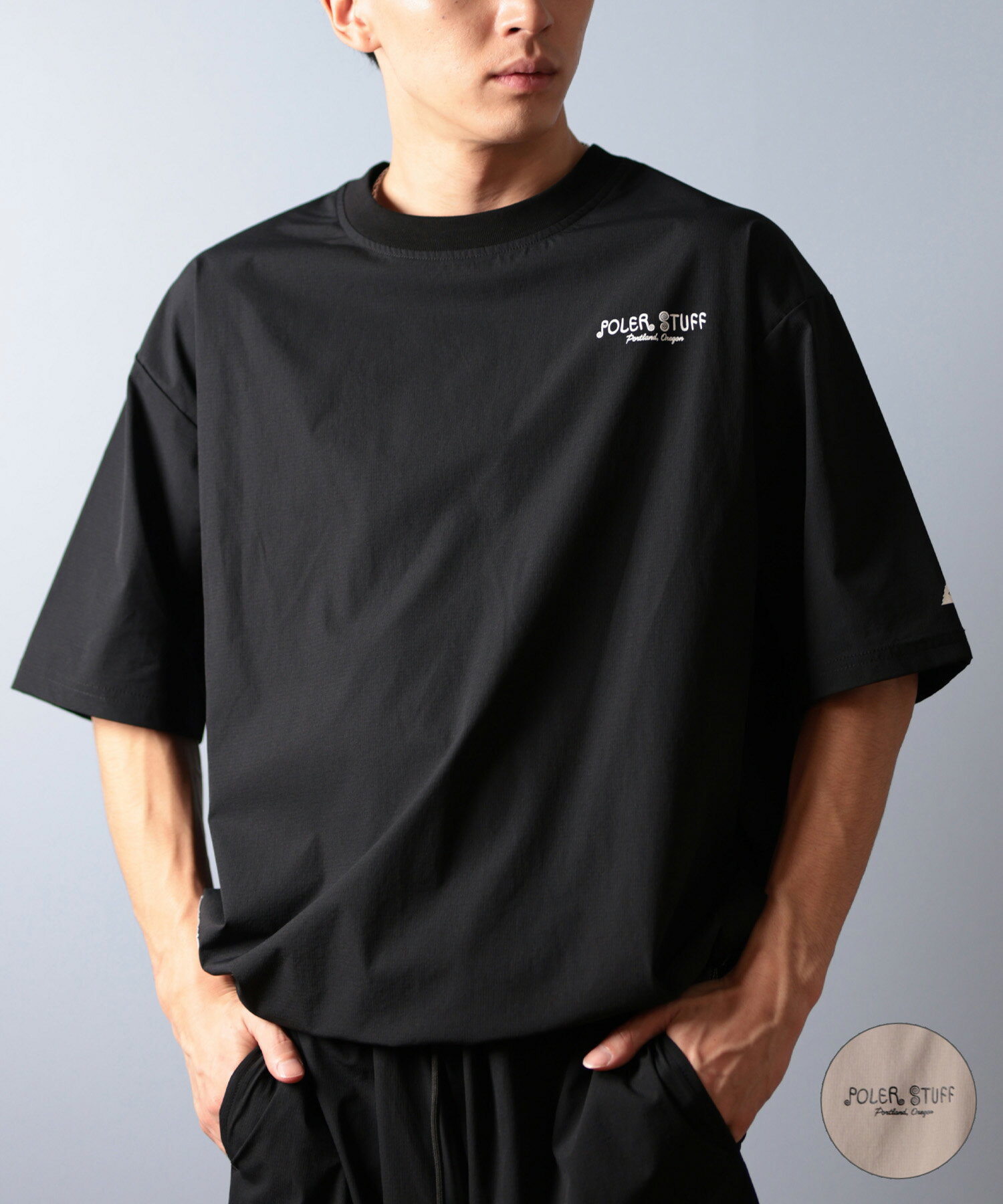 POLER ポーラー 水着 ラッシュガード 半袖 Tシャツ メンズ ワンポイント ロゴ 水陸両用 UVカット セットアップ対応 259MCV0023 ムラサキス...