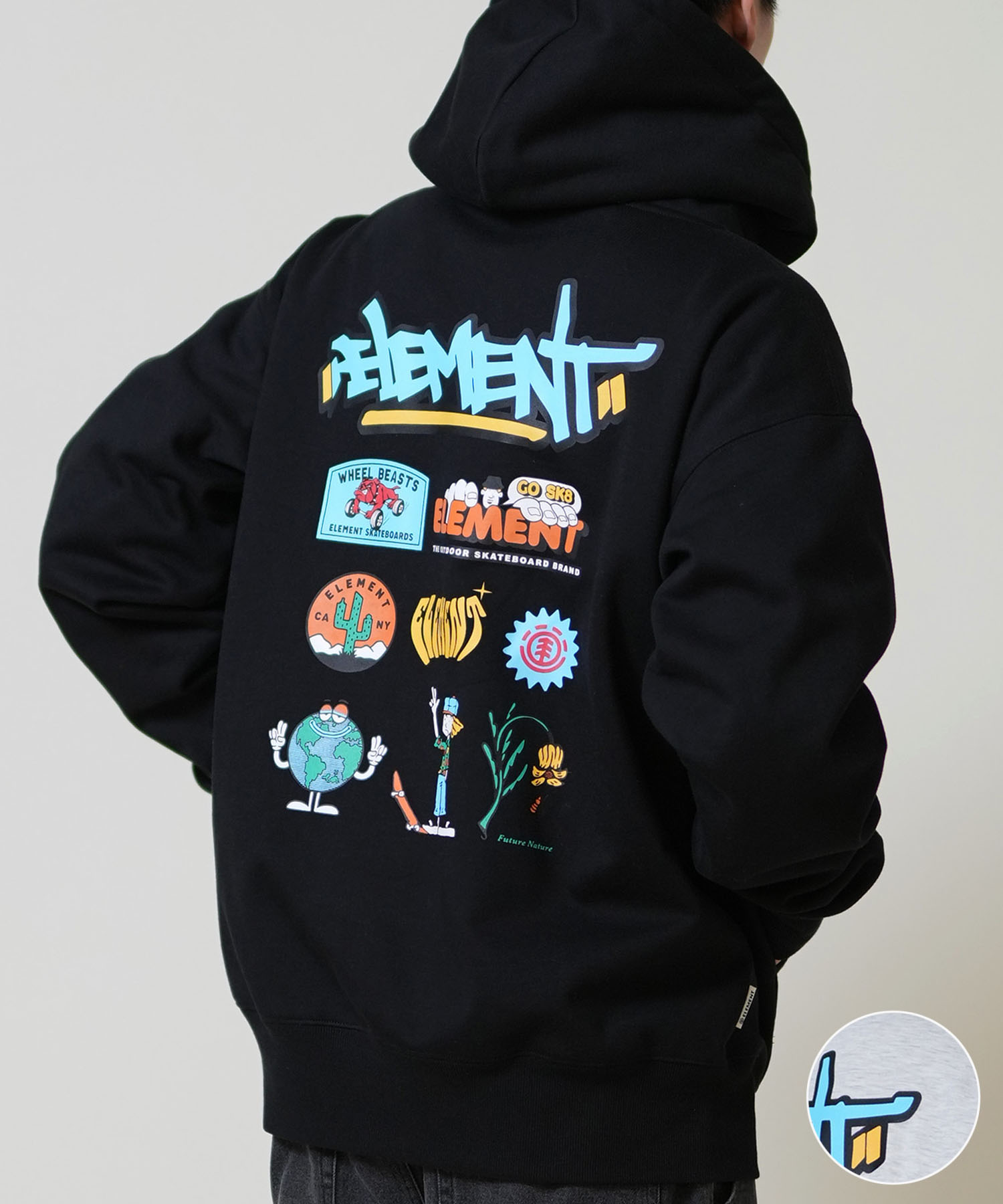 ELEMENT エレメント ジップアップ パーカー メンズ 撥水 防風 バックプリント スケートボード BF022-026