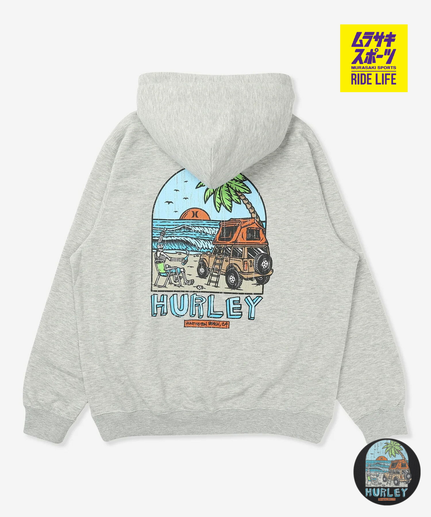 Hurley ハーレー プルオーバー パーカー メンズ スウェット フーディー バックプリント 裏毛 SWEAT CHILL OUT CAMP HOODIE MCFF252093