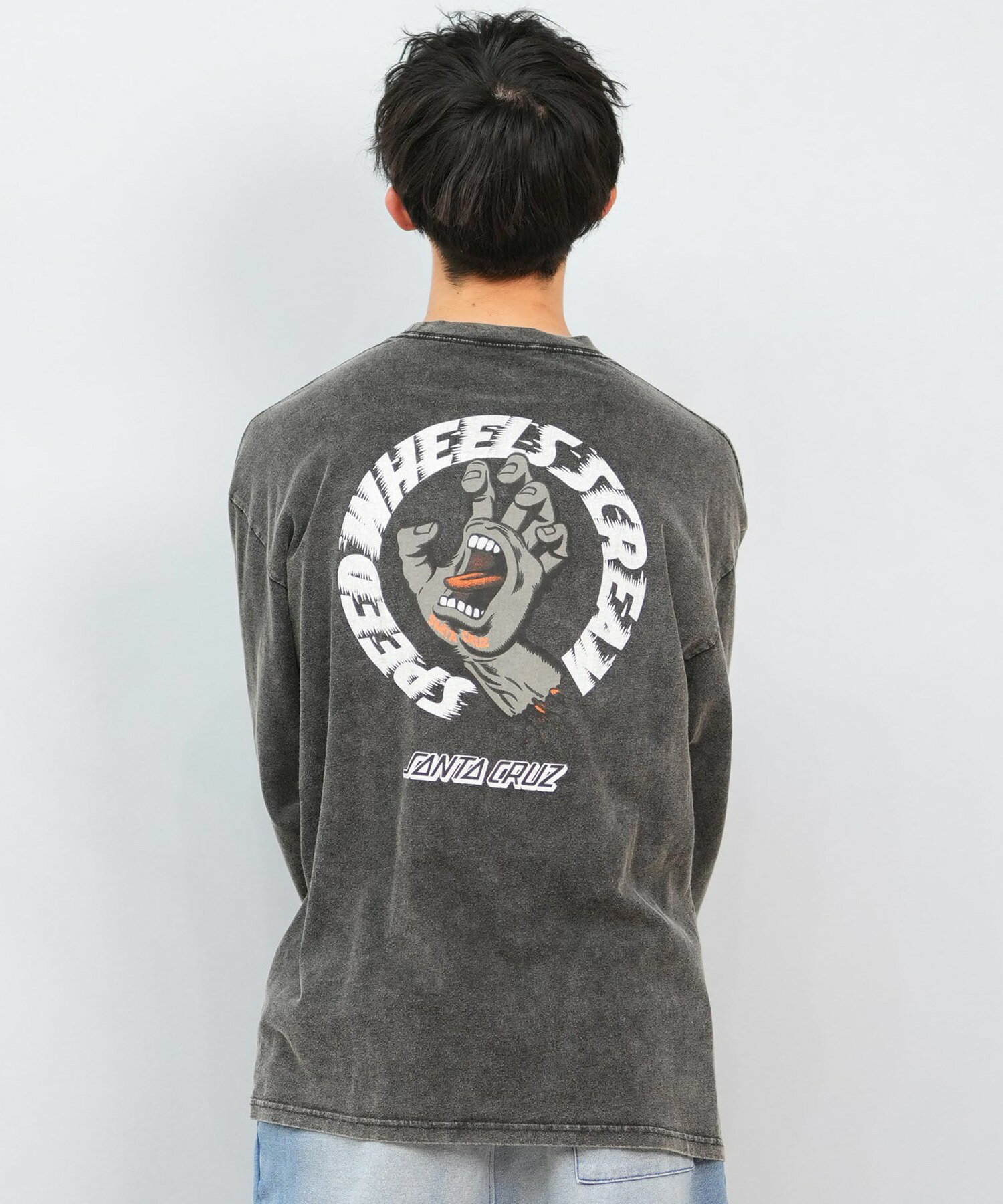 SANTACRUZ サンタクルーズ 長袖 Tシャツ メンズ ロンT バックプリント ピグメント ヴィンテージ風 かすれプリント 502243408 ムラサキスポーツ限定