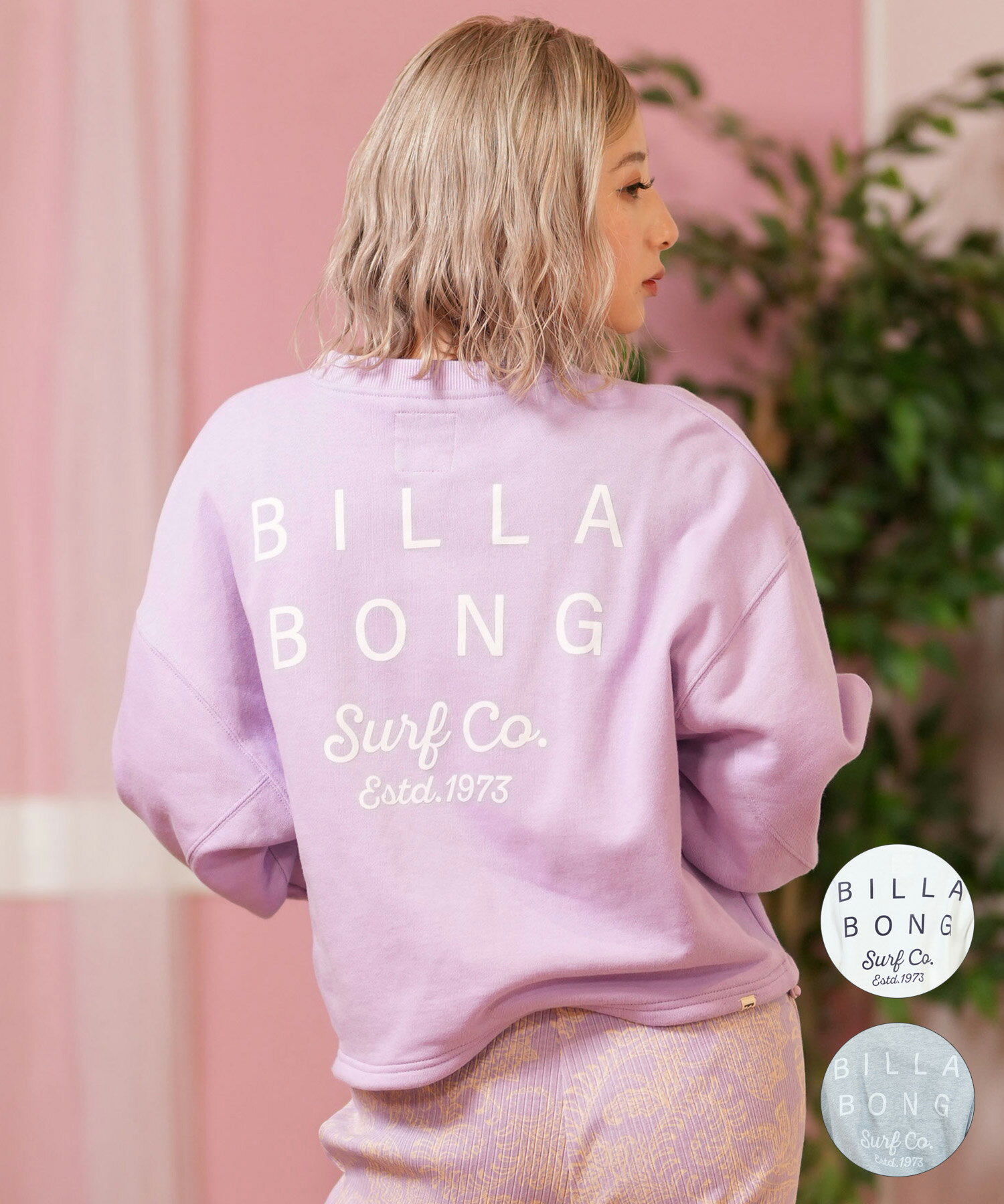 BILLABONG ビラボン トレーナー レディース クルーネック スウェット バックプリント 裏毛 CLEAN LOGO SWEAT CREW BF013-002