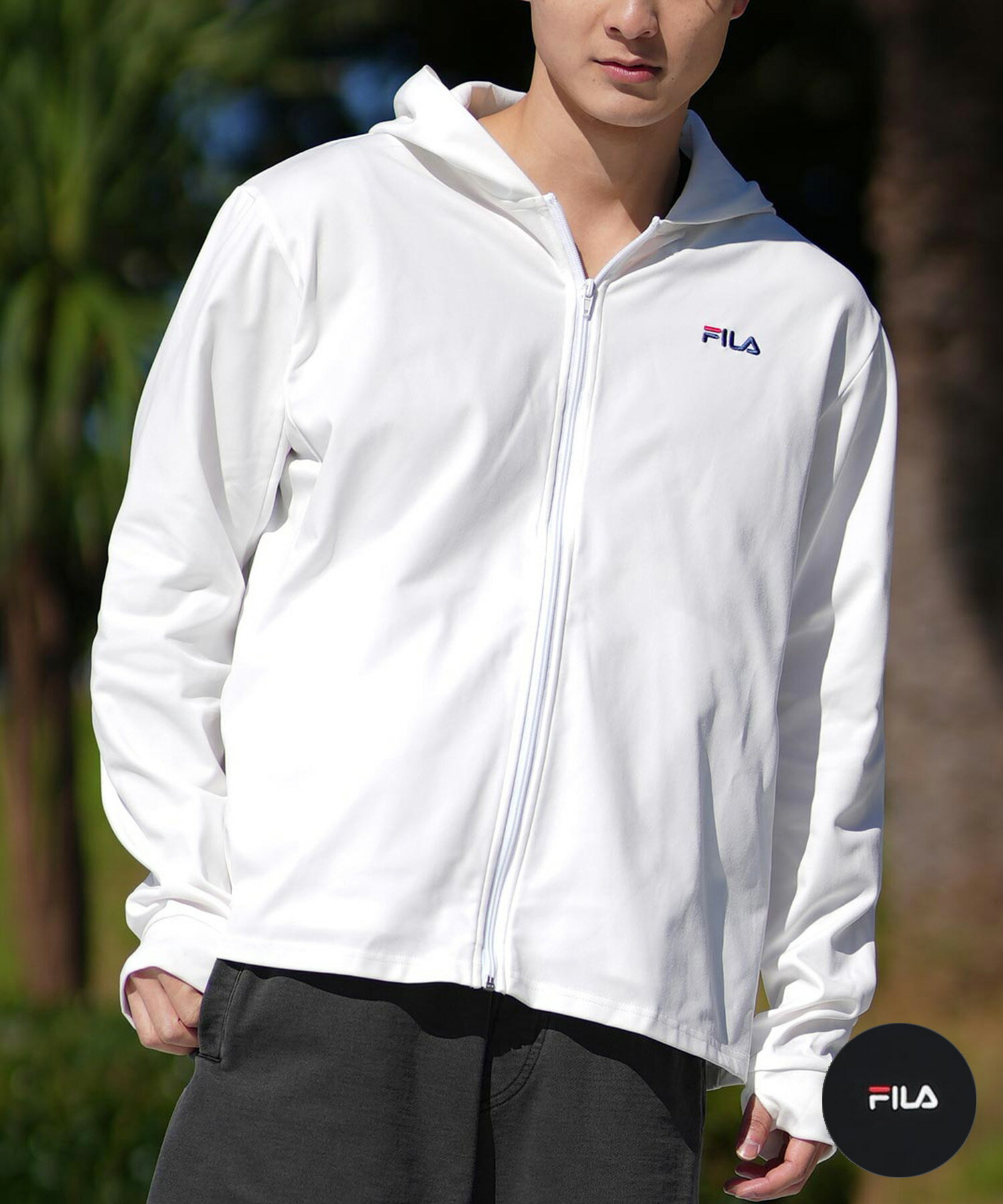 FILA フィラ ラッシュガード パーカー メンズ 長袖 ジップアップ オーバーサイズ 水陸両用 ユーティリティ UVカット 414902 ムラサキスポーツ限定