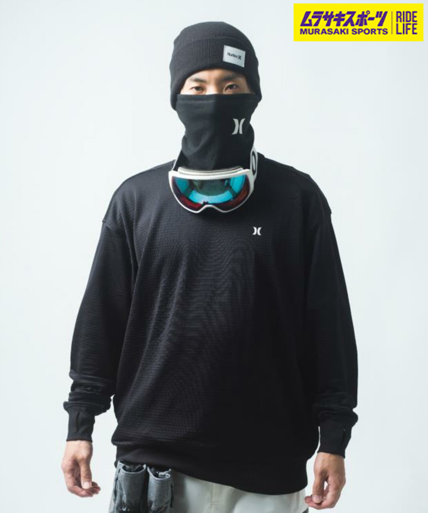 0643-HURLEY ハーレー スノーボード ウェア インナー ユニセックス WAFFLE LOOSE CREW ムラサキスポーツ 24-25モデル LL H1