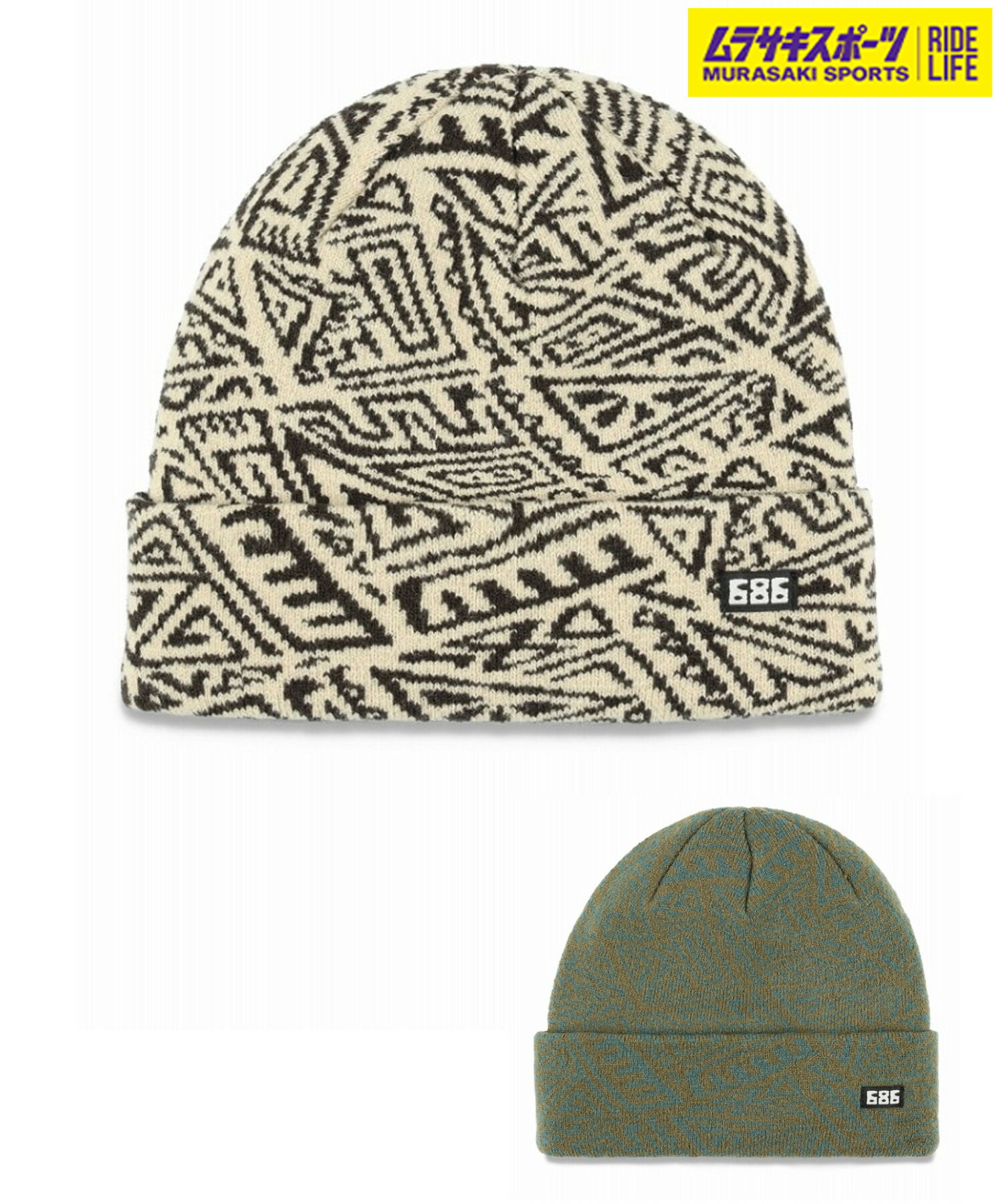 686 シックスエイトシックス スノーボード ビーニー ユニセックス SCRAWL BEANIE ムラサキスポーツ 24-25モデル LL L21