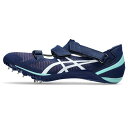 ・ブランド：アシックス asics ・カテゴリー：陸上＆ランニング ・種目：陸上スパイク ・商品名：CYBERBLADE 16（ユニセックス） NEW ・商品コード：1093A134 カラー：401（BLUE EXPANSE/WHITE） サイズ：23.5〜28.5cm アッパー素材：合成樹脂/人工皮革/合成繊維 アウター素材：合成底 スパイク：スパイク:金属製（鉄）＝リバース柱状スパイク7mm：取り替え式　金属製（鉄）＝7mm：固定式 ウイズ（足幅）：標準（スタンダード） 対象グラウンド：オールウェザートラック専用（注：土トラックには使用できません） 付属品:ハンドル（台湾製） （特徴） ヒール部分から引き上げるサイバーフィットを採用し、かかと部の一体感を実現。 ベロ上部にやわらかいストレッチ素材を採用し、走行中の足首とベロの摩擦を軽減。 しなやかな屈曲性で人気のモデル。ヒール部分にはクッション性がありハードル種目にも対応。 アッパーには弾力性のあるHL-0メッシュを採用。 シューズの内外両方向からサポートをするクロスフィッテイングベルト（名称は要確認）の採用と合わせて、 スプリンターの足をしっかりとホールドします。