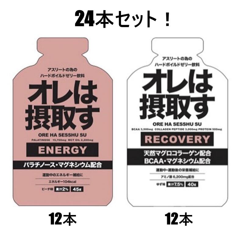 オレは摂取すTパウチ補給ジェル リカバリー エネルギー 24本 オレは摂取す ピーチ味 ゆず味 104kcal マラソン トレイルランニング エネルギージェル TC3000 BCAA 3500mg ホエイペプチド 500mg V.B6マグネシウム MCTオイル パラチノース マルトデキストリン マグネシウム配合