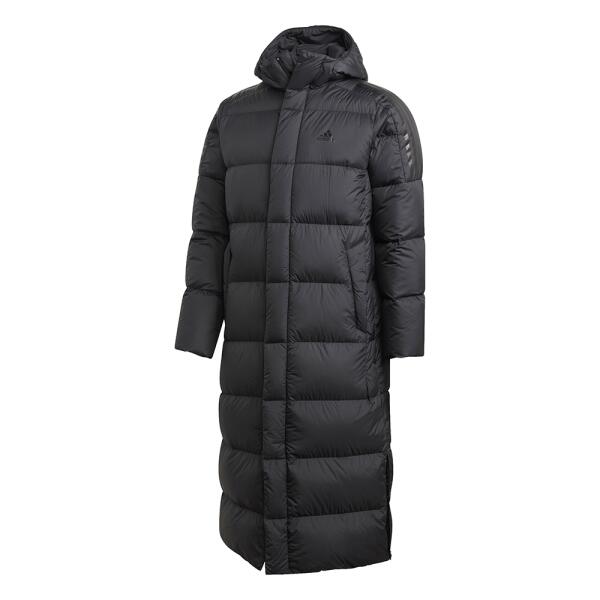 【送料無料】ロングコート アディダス ライトダウンコート IZG99 カラーGE9995(ブラック) [adidas LIGHT DOWN COAT ベンチコート 3ストライプス フルジップ 軽量 防寒 防風 黒 ]