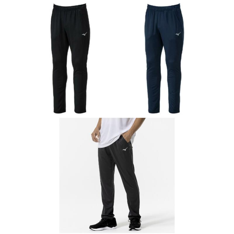 程良い厚みのニットパンツ。膝から裾にかけて少し細くなるスタイリッシュなシルエット。 ミズノ ナビドライニットロングパンツ(メンズ) 32MDC195 09ブラック×シルバー 14ドレスネイビー×シルバー 07チャコールグレー×シルバー トレーニングパンツ　MIZUNO トレーニング　フィットネスジム　ランニング　プレゼント　贈り物　コンペ　景品　健康