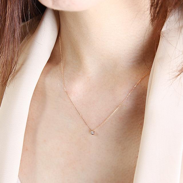 村田時計店楽天市場店のK10PGダイヤモンド ネックレス0.06ct 一粒 JBP-00210代引送料無料 ギフト プレゼント クリスマス 誕生日 記念日 贈り物 人気 おしゃれ ペア 祝い セール 結婚式 メンズ レディース｜アングル2