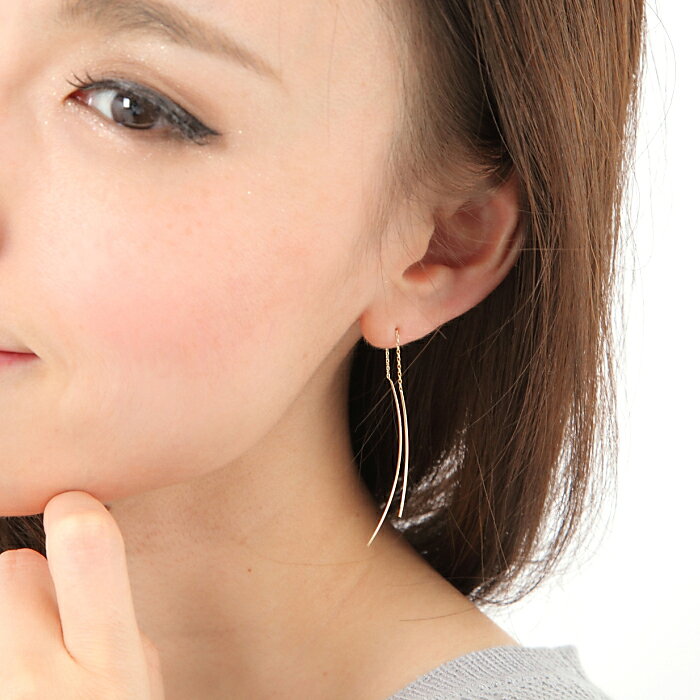 乐天商城 - アメリカンピアス　JAE-007210 送料/代引き無料K10 YellowGold ロングワイヤーカーフダブル ギフト プレゼント クリスマス 誕生日 記念日 贈り物 人気 おしゃれ ペア 祝い セール 結婚式 メンズ レディース