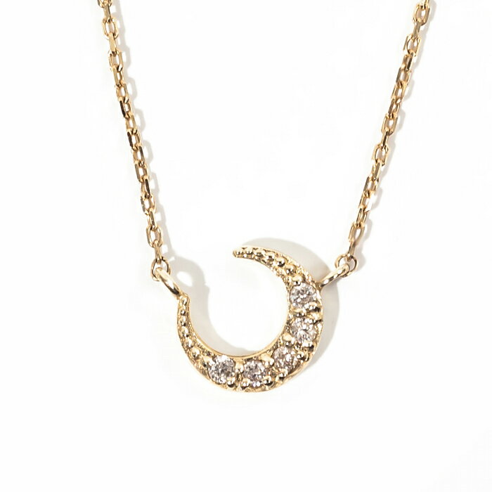 乐天商城 - （受注生産）ムーン ネックレス 三日月 ダイヤモンド 0.02ct イエローゴールド K10 ラッピング無料 誕生石 4月 レディース[jup-01010]送料無料ギフト プレゼント クリスマス 誕生日 記念日 贈り物 人気 おしゃれ ペア 祝い セール 結婚式 メンズ レディース