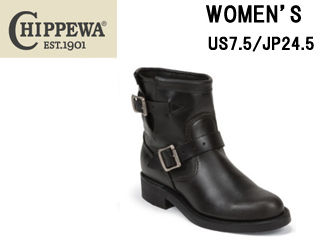 CHIPPEWA/チペワ ★★★WOMENS 7インチ(高さ) オリジナル エンジニアブーツ レディース 【US7.5/JP24.5】 (BLACK WHIRLWIND) 【本皮】【レザーシューズ】【レザーブーツ】【ワークブーツ】【レッドウィング】【米国ウィスコンシン州チペワ】【クラフトマンシップ】【高