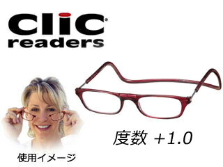【nightsale】 クリックリーダー/clicreaders 老眼鏡クリックリーダー +1.0 レギュラータイプ【カラー:ボルドー】