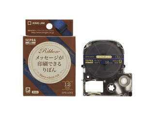 KINGJIM/キングジム 【メッセージが印刷できる りぼん】テプラPROテープ ネイビー/金 12mm SFR12NZ 【k..