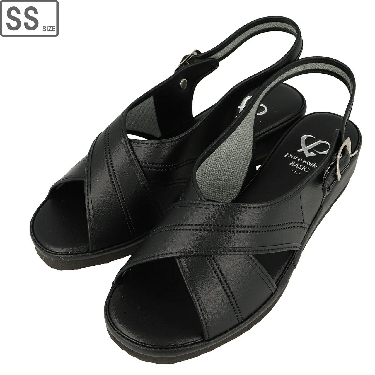purewalker ピュアウォーカー 【レディース】ナースサンダル ベーシック【ブラック】【SS】PW7602 ヒール高4cm