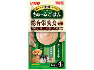 【メール便対応可9個まで】 ・愛犬に必要な栄養素をバランスよく配合した総合栄養食。・関節・骨・お腹・皮膚の健康に配慮した今までないごはん。・穀物アレルギーにも配慮しており、グレインフリーに仕上がっております。【原材料】鶏肉(ささみ)、鶏油、チキンエキス、酵母エキス、ガラクトオリゴ糖、コラーゲンペプチド、サメ軟骨抽出物(コンドロイチン硫酸含有)、ミルクカルシウム、酵母、殺菌乳酸菌、増粘安定剤(加工でん粉、増粘多糖類)、ミネラル類(Ca、Fe、Cu、Mn、Zn、I、K、P、Mg)、ビタミン類(A、D3、E、B1、B2、葉酸、コリン)、グルコサミン、紅麹色素、緑茶エキス 商品情報 原産国または製造地日本保証成分たんぱく質7.0％以上、脂質4.0％以上、粗繊維0.1％以下、灰分2.5％以下、水分86.0％以下エネルギー約13kcal/本賞味期限24ヶ月 015591000　