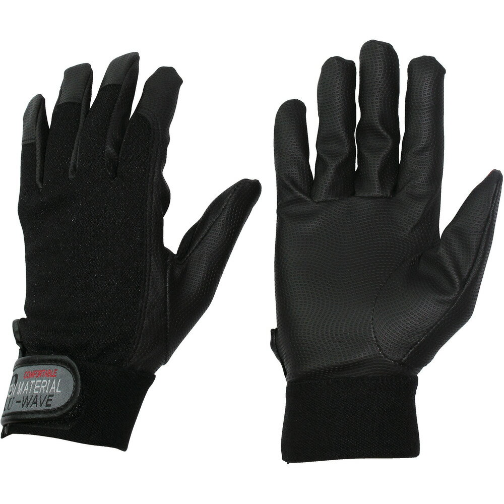 OTAFUKU GLOVE おたふく手袋 ピーユーウェーブ ブラック Lサイズ K-18-BK-L