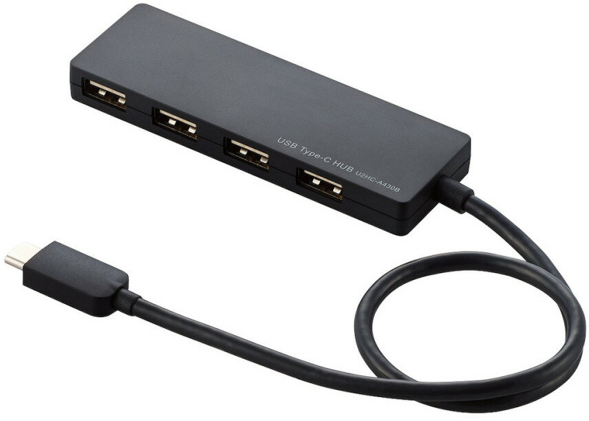 ELECOM 쥳 USB2.0HUB/Type-C/A᥹4ݡ/Хѥ/30cm֥/֥å U2HC-A430BBK