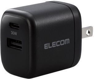 ELECOM エレコム AC充電器/USB充電器/USB PD準拠/30W/USB-C1ポート/USB-A1ポート/スイングプラグ/ブラック MPA-ACCP30BK