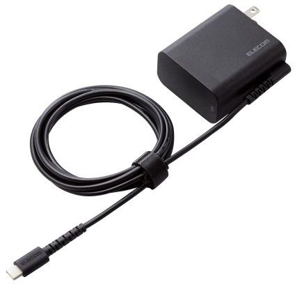 ELECOM エレコム ノートPC用ACアダプター/Type-C/USB PD/45W/ケーブル一体型/1.8m/ブラック ACDC-PD2545BK