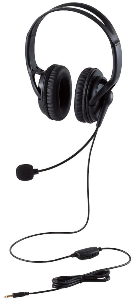 ELECOM エレコム 有線ヘッドセット/両耳オーバーヘッド/大型/4極/1.8m/ブラック HS-HP02STBK