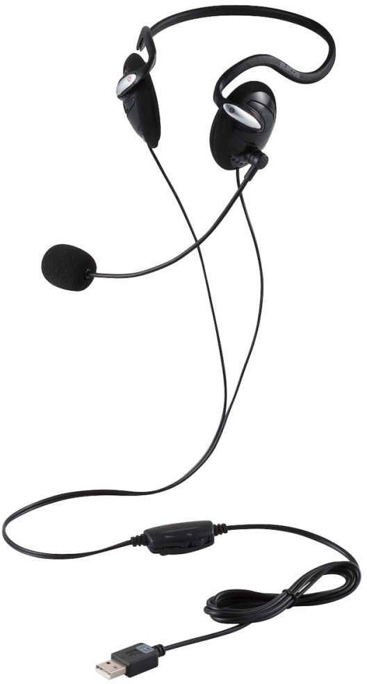 ELECOM エレコム 有線ヘッドセット/両耳ネックバンド/USB-A/1.8m/ブラック HS-NB03SUBK