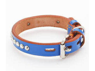 Petio ペティオ 手縫平首輪中一 21mm ブルー