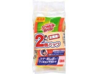 3M スリーエム スコッチブライト ハイブリッド貼り合わせスポンンジ オレンジ 2個パック （ 抗菌 キッチンスポンジ ）