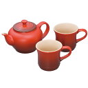 ル・クルーゼ ティーポット&マグ LE CREUSET ル・クルーゼ ル・クルーゼ ティーポット&マグ（SS）（2個入り）セット チェリーレッド 910296-00-06