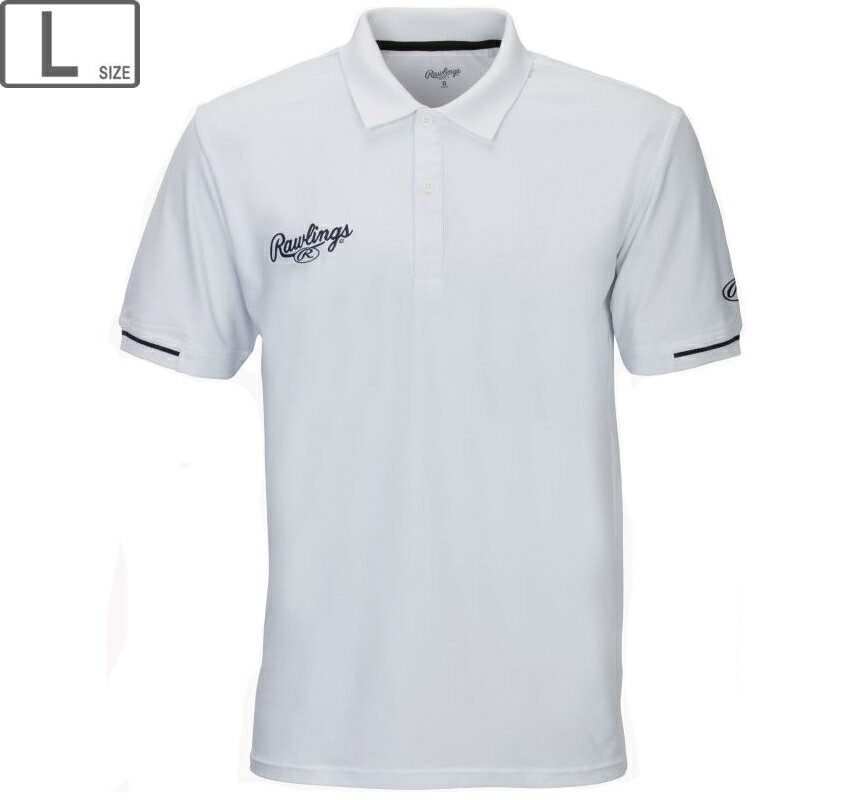 ローリングス Rawlings 超伸半袖ポロシャツ Lサイズ ホワイト/ネイビー AST9F03