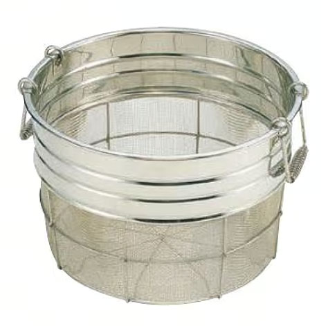 HOMMA 本間冬治工業 18−8寸胴型ざる（11メッシュ）／43cm（取手付）　2斗