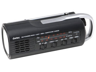DRETEC ドリテック さすだけ充電ラジオライト PR−321BK