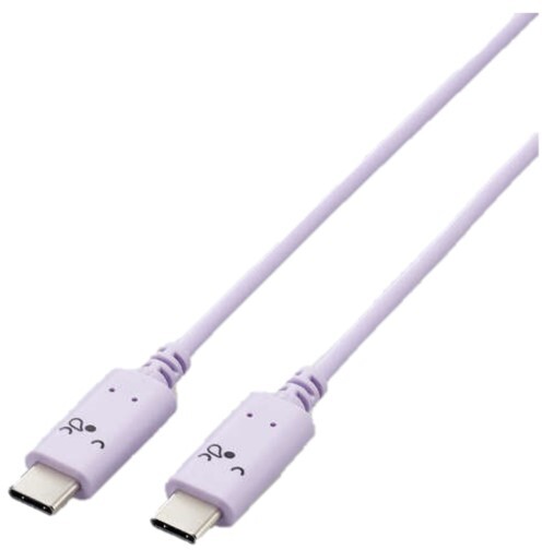 ELECOM エレコム USB Type-Cケーブル/USB PD対応/顔つきタイプ/2.0m/スリーピー(パープル×ブラック) MPA-CCF20PUF ELECOM エレコム USB Type-Cケーブル/USB PD対応/顔つきタイプ/2.0m/スリーピー(パープル×ブラック) MPA-CCF20PUF