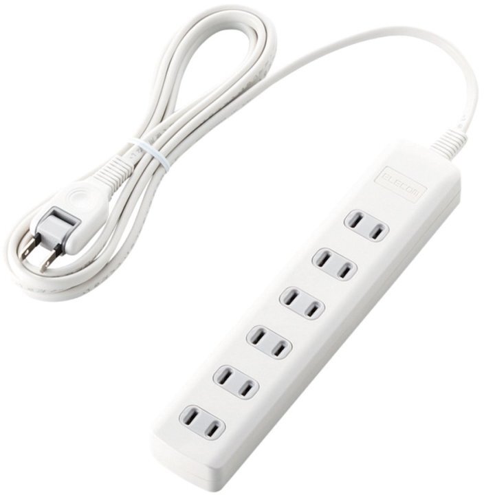 ELECOM エレコム 雷ガードタップ スイッチ無 6個口 2.5m ホワイト T-K1A-2625WH