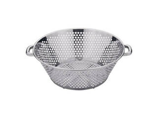 UK　18−8パンチング平底揚げざる　　パイプハンドル　45cm