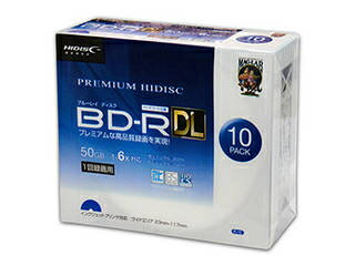 HIDISC 10個セット PREMIUM HIDISC BD-R DL 1回録画 6倍速 50GB 10枚 スリムケース HDVBR50RP10SCX10