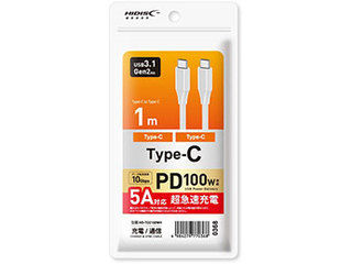 HIDISC HIDISC PD100W対応 超急速充電 5A対応 USB Type-C to Type-Cケーブル 1m ホワイト HD-TCC100WH HIDISC HIDISC PD100W対応 超急速充電 5A対応 USB Type-C to Type-Cケーブル 1m ホワイト HD-TCC100WH