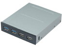 マザーボード上のUSBヘッダーを3.5インチベイに延長します。ケース前面にUSB 3.0／USB 2.0ポートを各2つ追加できます。USB機器は抜き差しすることが多いので、前面にポートを延長すると便利です。ケーブルはヘッダーピン接続で、ケーブルを外に引き出さずに済みます。 商品情報 対応規格USB 3.0/2.0/1.1 SuperSpeed (5Gbps)、High-Speed (480Mbps) 対応 (理論値)USB 3.0コネクタ形状フロントパネル側: USB 3.0 Standard-A メス×2 マザーボード側: 2x10ピン メスUSB 2.0コネクタ形状フロントパネル側: USB 2.0 Standard-A メス×2 マザーボード側: 2x5ピン メスケーブル長各75cm (本体に直付け)サイズW101.7×D119.5×H25.5mm (ケーブルを除く)材質スチール、プラスチックカラーブラック付属品ベイ固定用ミリネジ×4 PF004C　