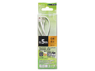 ミヨシ 【5個セット】 ミヨシ 電話機コード 6極4芯 0.5m 白 DC-45/WHX5 ミヨシ 【5個セット】 ミヨシ 電話機コード 6極4芯 0.5m 白 DC-45/WHX5