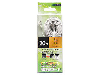 ミヨシ 【5個セット】 ミヨシ 電話機コード 6極4芯 20m 白 フラット DC-F420/WHX5 ミヨシ 【5個セット】 ミヨシ 電話機コード 6極4芯 20m 白 フラット DC-F420/WHX5