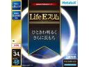 高周波点灯専用蛍光ランプ『LifeEスリム』■ 明るさ ： 当社従来品に比べ約8％up　ランプを交換した際、消費電力を増加させずに明るさupします。　省エネへの貢献、明るさが必要になる高齢化社会に対応します。■ 定格寿命 ： 16,000時間　従来ライフルックスリムに比べ約1.3倍の寿命を実現しました。　これは年間2.000時間使用した場合、約8年間長もちすることになり、　ランプの取替えの手間を低減すると共に省資源に貢献します。　また定格寿命の16,000時間点灯後も初期の明るさの約80％（光束維持率80％）をキープします。 ■ 地球環境に優しい材料を使用　従来鉛を含んだガラスを採用していましたが、今回は鉛を含まないものを使用しました。 商品情報 大きさ区分34形光源色(光色)昼光色相関色温度(K)6700平均演色評価数Ra84全光束25℃定格(lm)2700全光束25℃高出力(lm)3800全光束35℃定格(lm)2840全光束35℃高出力(lm)3820定格ランプ電力(W)定格34定格ランプ電力(W)高出力48消費効率(lm/W)79.2ランプ電流(A)定格0.215ランプ電流(A)高出力0.36定格寿命(時間)18000管径φ（mm）16.5外径Φ(mm)373質量(g)135口金GZ10q FHC34EDLE2