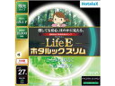 明るく、安心、長持ちLifeEにホタルックが登場！ LifeEホタルックスリムは生活とECOをイメージしたネーミングです。環境（Environment）、地球環境配慮（Earth conscious）、エコロジー（Ecology）、高効率（High Efficacy）といった“E”で省エネ、省資源に貢献します。 消灯後もしばらく残光するホタルックランプ搭載。 災害時における停電など、万一の場合にもあわてず行動でき、家族の安全を守ります。 ■ 消しても安心、ほのかに見える。 ■ ランプの明るさ約8％アップ。 ■ 定格寿命18,000時間。従来のホタルックスリムの約1.5倍。 ■ 地球環境に優しい材料を使用。 ■ 定格ランプ電力：定格27W、高出力38W ■ 本体サイズ：管径φ16.5×外径φ299mm ■ 重量：105g ■ 口金：GZ10q ■ 光源：昼白色 ■ ランプ電流：定格0.215A、高出力0.360A ■ 全光束：25℃定格2490lm、25℃高出力3710lm、35℃定格2610lm、35℃高出力3730lm ■ 定格寿命：18000時間 ※ ご注意 ●このランプは、当社の高周波点灯専用照明器具（スリムメイト）のほか、各社から発売されている「FHCランプ専用」表示のある器具にご使用いただけます。 ●必ずFHC専用器具でご使用ください。従来の器具には互換性がありません。 商品情報 大きさ区分27形光源色(光色)昼白色相関色温度(K)5000平均演色評価数Ra84全光束25℃定格(lm)2310全光束25℃高出力(lm)3200全光束35℃定格(lm)2430全光束35℃高出力(lm)3220定格ランプ電力(W)定格27定格ランプ電力(W)高出力38消費効率(lm/W)84.2ランプ電流(A)定格0.215ランプ電流(A)高出力0.36定格寿命(時間)18000管径φ（mm）16.5外径Φ(mm)299質量(g)105口金GZ10q FHC27ENLESHG2