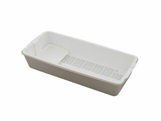 (株)オクト オクト 抗菌 抗ウイルス 皿 ざる 水切り 卓上 盛り皿 トレー付 ワームグレー スリム MA-3230