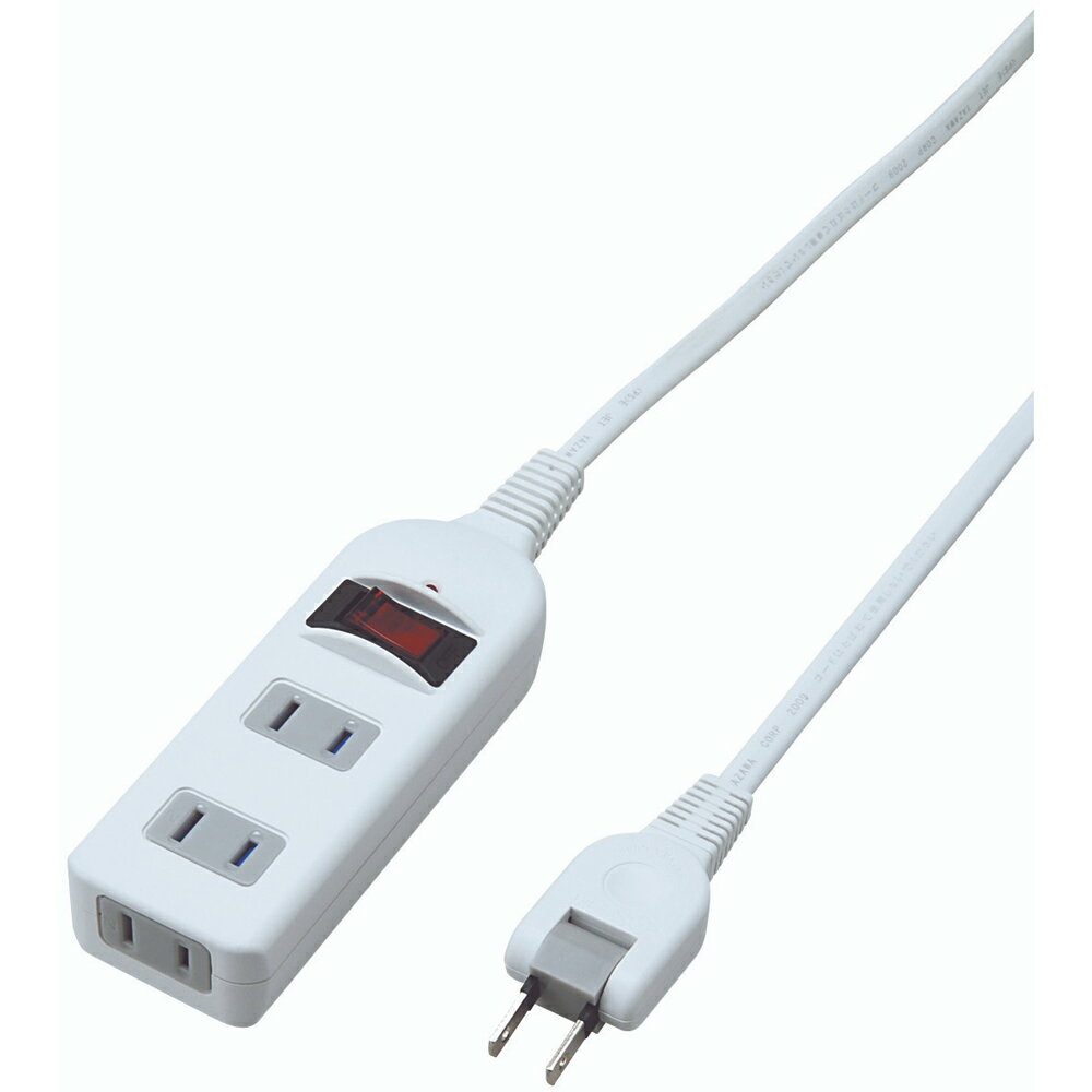 YAZAWA ヤザワコーポレーション Y02BKNS312　ノイズフィルター集中SW付3個口2m白